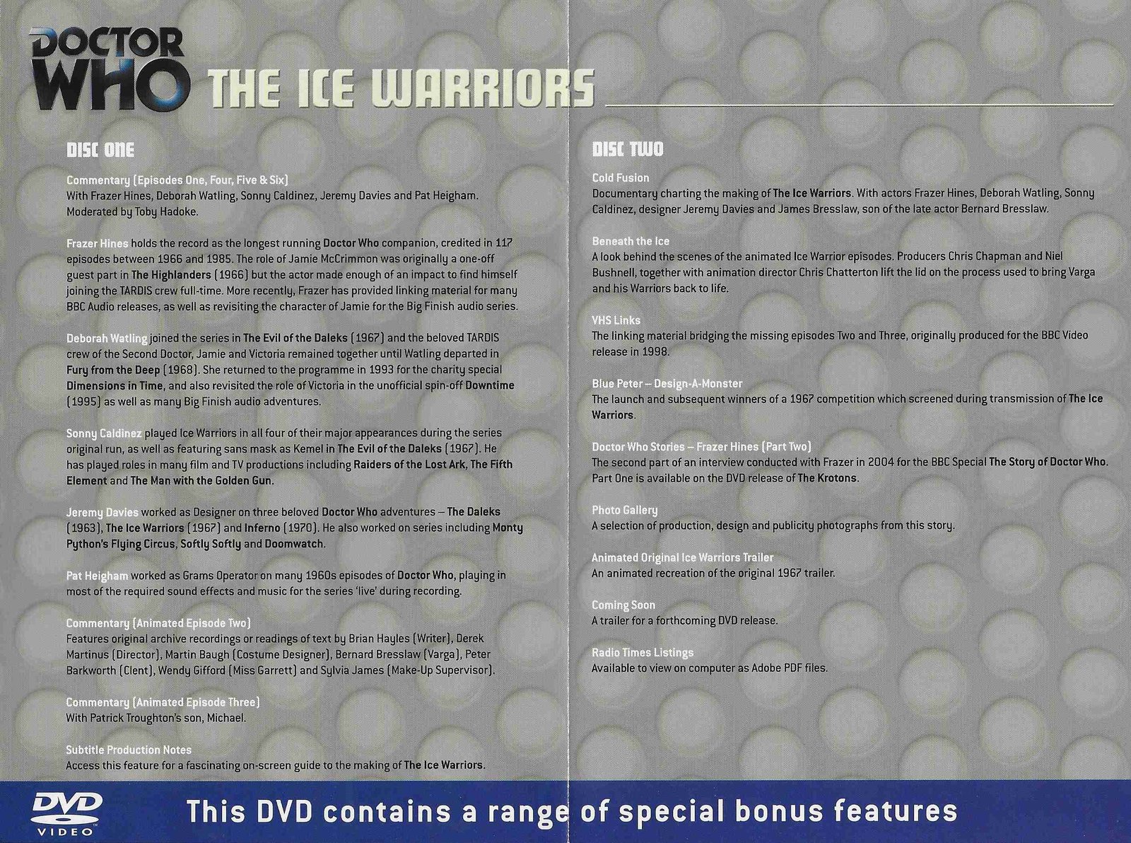 Inserts from BBCDVD 3558